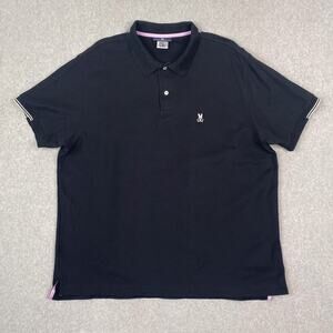 Psycho Bunny Mens XL Black Polo Shirt Short Sleeve Pima Cotton